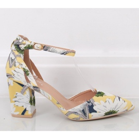 Pumps am Pfosten mit Blumen LE076P Gelb mehrfarbig 2
