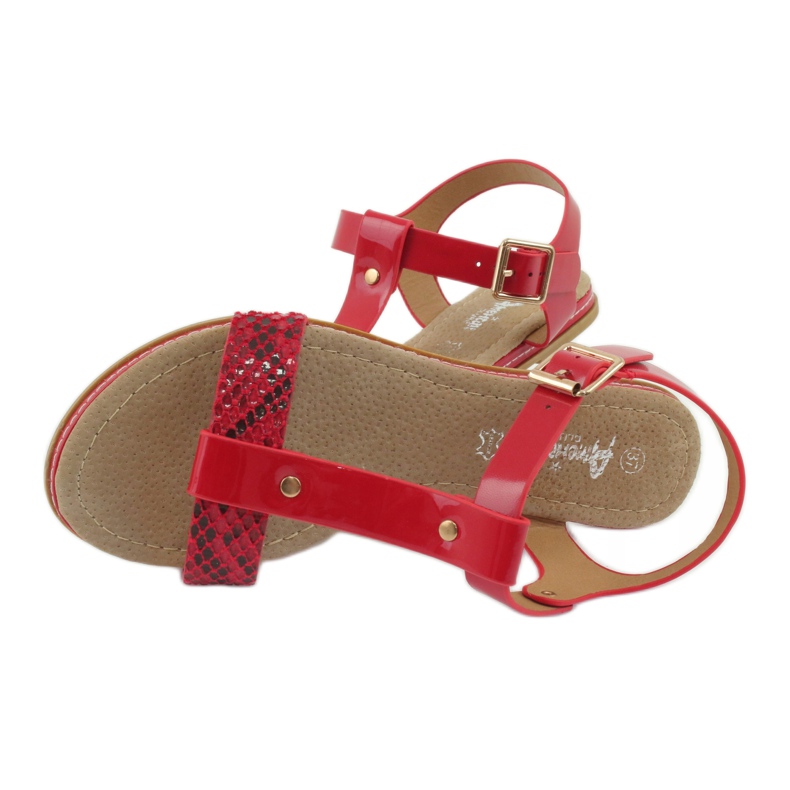 American Club American 052 Sandalen mit Ledereinsatz rot 3