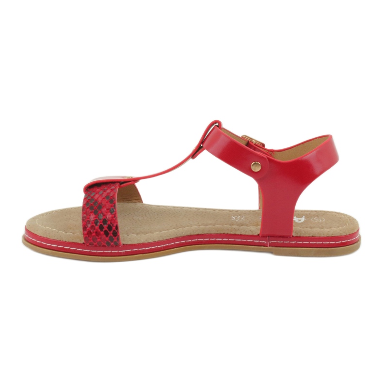 American Club American 052 Sandalen mit Ledereinsatz rot 1