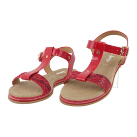 American Club American 052 Sandalen mit Ledereinsatz rot 2
