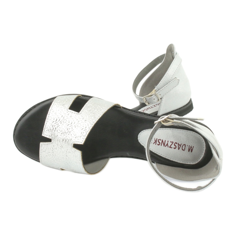 M.Daszyński Silberne Sandalen mit Absatz Daszyński MR1848-17 schwarz grau 4