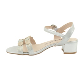 M.Daszyński Damen Sandalen Streifen Daszyński SA177-4 grau 1