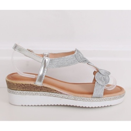 Silberne Damensandalen L6628 Silber grau 2