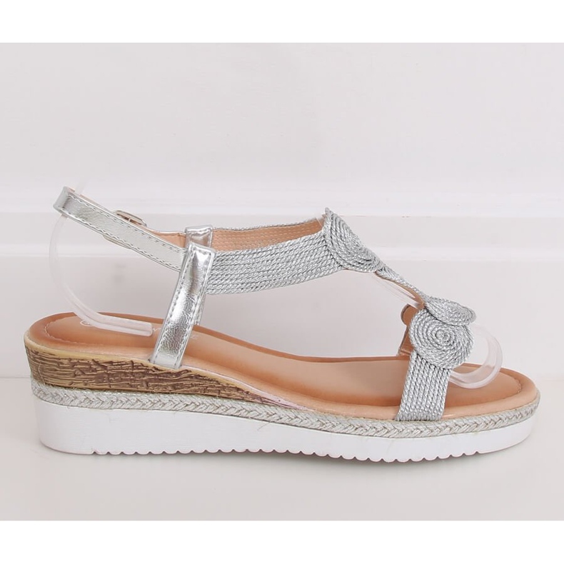 Silberne Damensandalen L6628 Silber grau 2