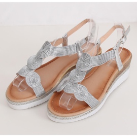 Silberne Damensandalen L6628 Silber grau 1
