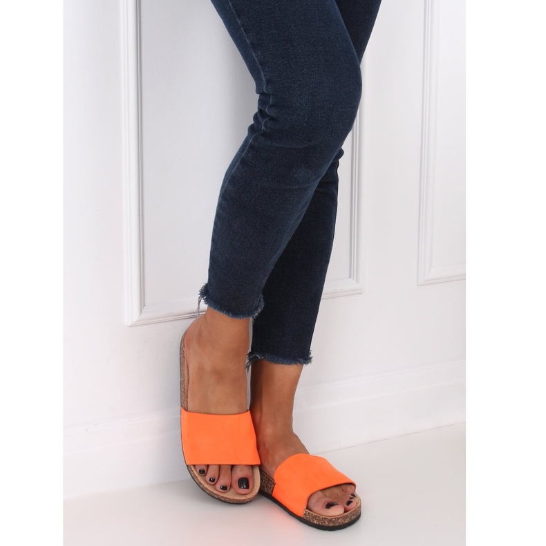 Orange G-572 Orangefarbene Hausschuhe mit Korksohle 1