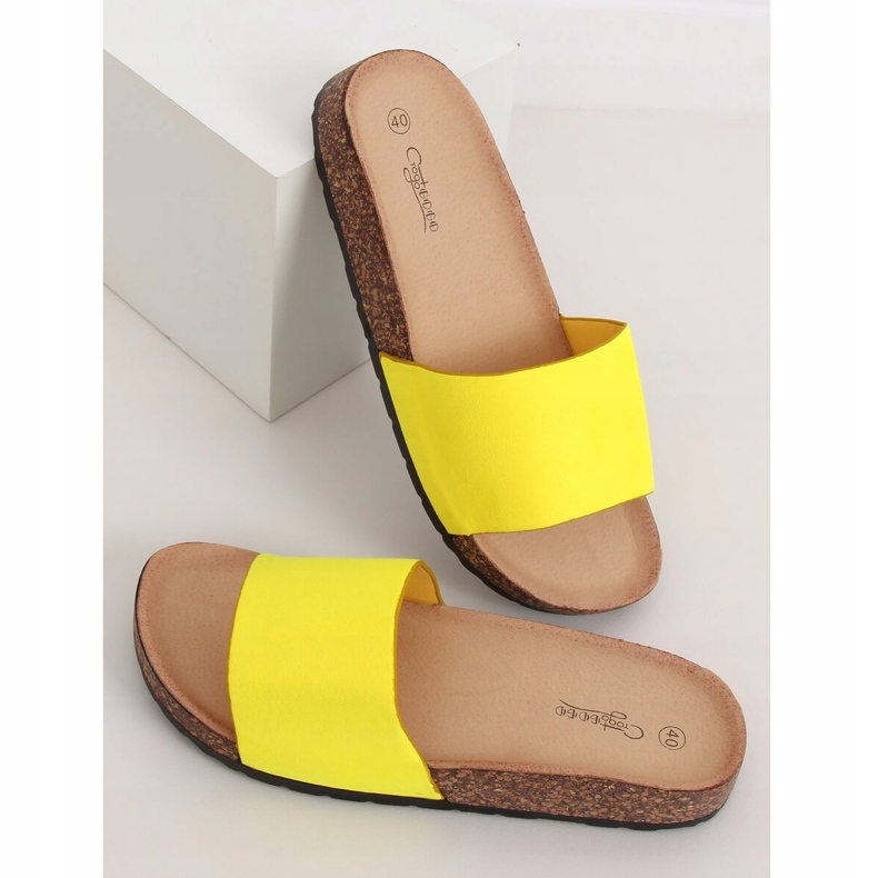 Gelbe G-572 Gelbe Hausschuhe mit Korksohle 2