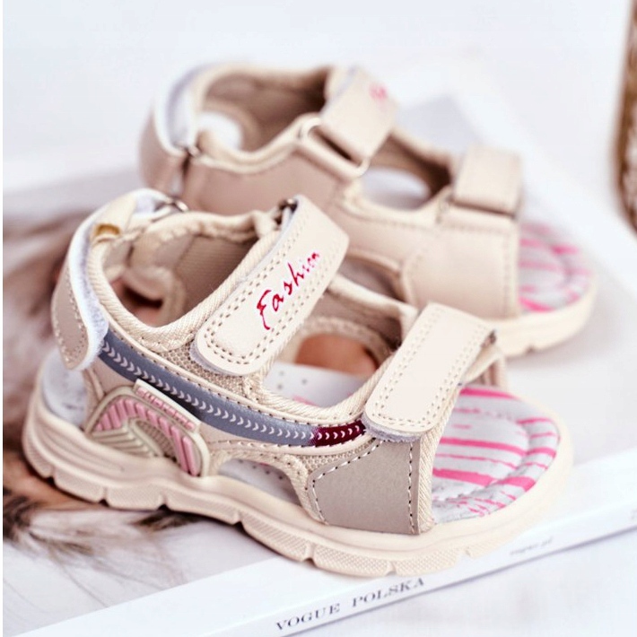 PL1 Kindersandalen mit Klettverschluss Beżowe Grobino beige 2