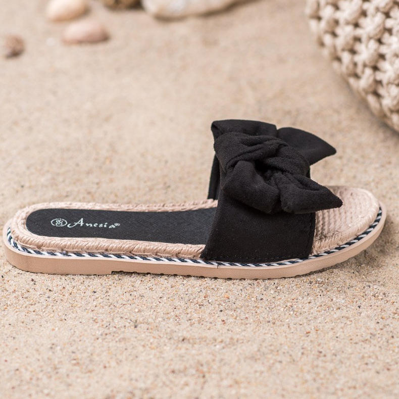 Anesia Paris Stilvolle Hausschuhe aus Wildleder schwarz 1