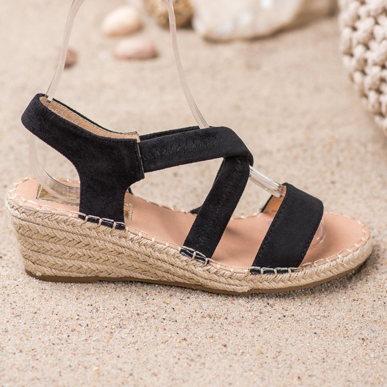 Renda Espadrilles-Sandalen aus Wildleder schwarz 1