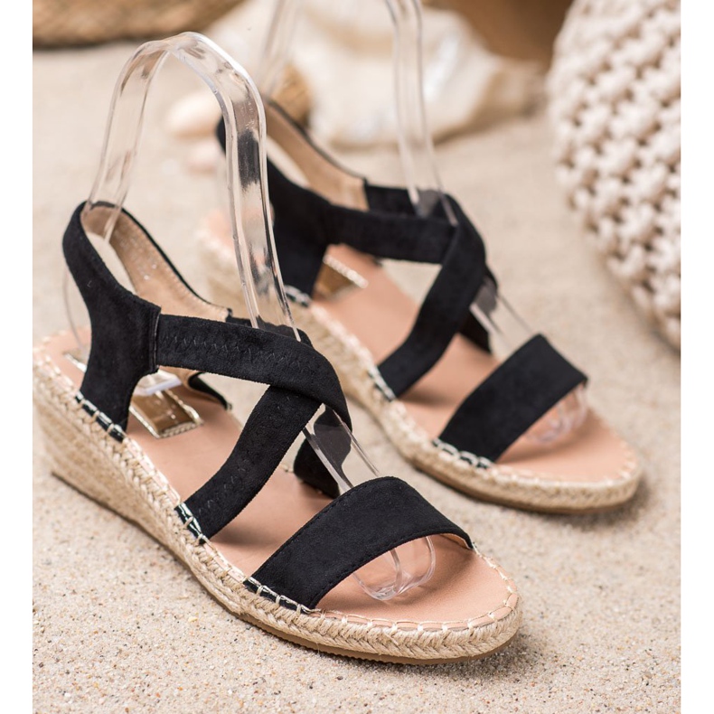 Renda Espadrilles-Sandalen aus Wildleder schwarz 2