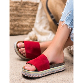 Renda Hausschuhe auf der Plattform rot 2