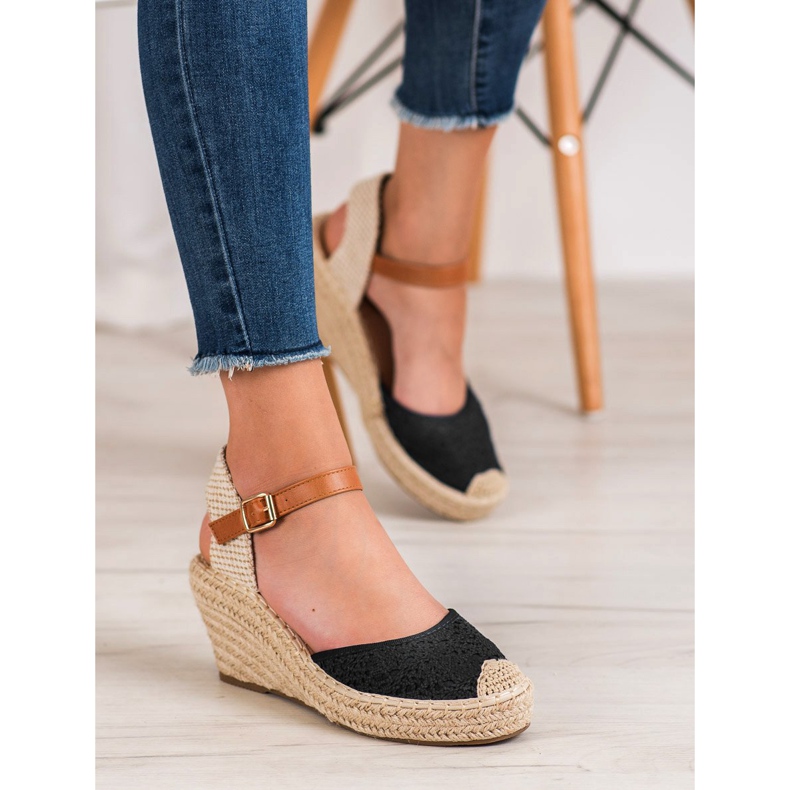 Renda Espadrilles mit Schnalle schwarz 1