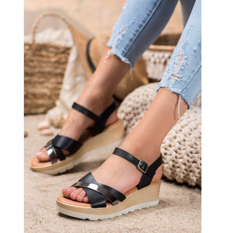 Renda Keilsandalen schwarz 2