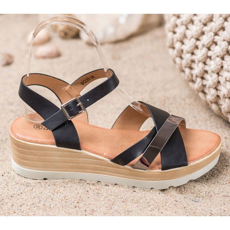 Renda Keilsandalen schwarz 1