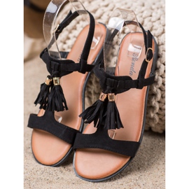 Renda Sandalen mit Fransen schwarz 2