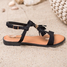 Renda Sandalen mit Fransen schwarz 1