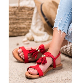 Renda Sandalen mit Fransen rot 1