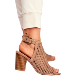 Bellucci Durchbrochene Stiefel für Damen Peep Toe Beige Paradise 3