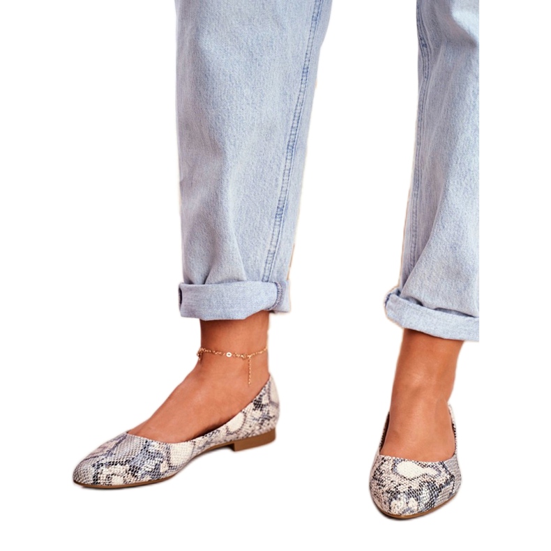 Sergio Leone BL611 Ballerinas mit Tiermuster braun grau 2