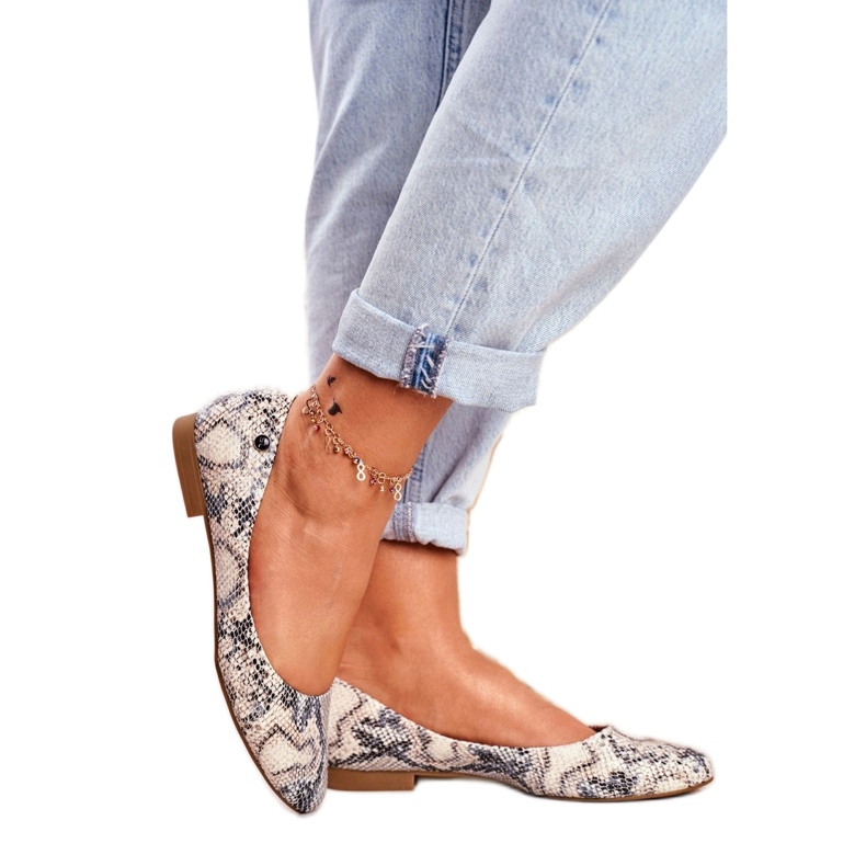 Sergio Leone BL611 Ballerinas mit Tiermuster braun grau 1