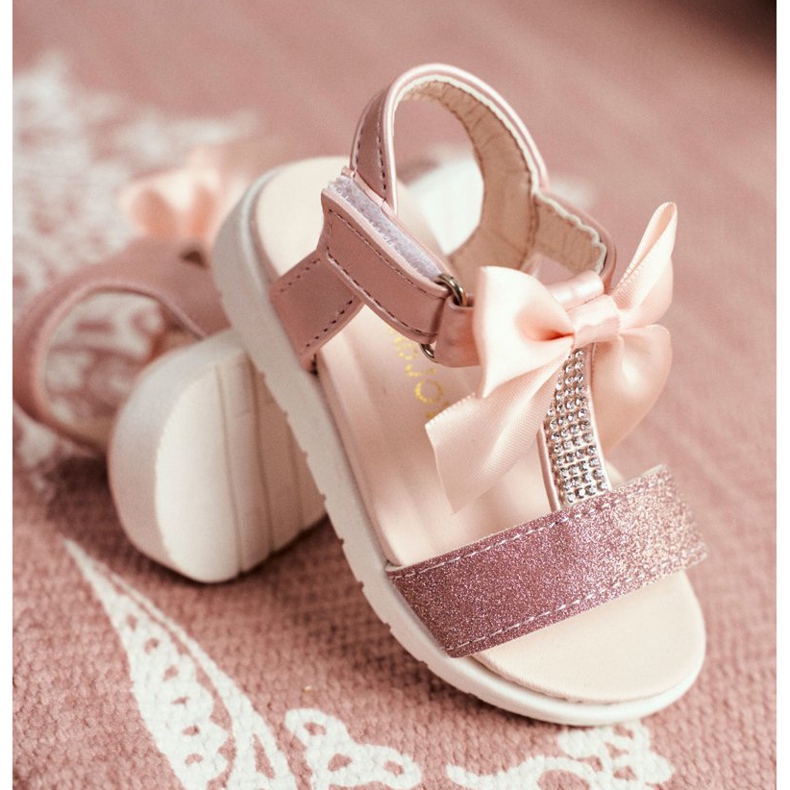 FRROCK Kindersandalen mit Klettverschluss für Mädchen Champagne Bella mehrfarbig rosa 2