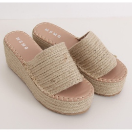 Beige Espadrilles Keilpantoffeln LL909 Beige 1