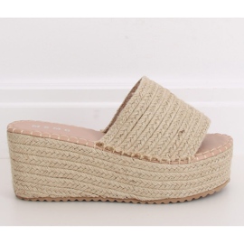 Beige Espadrilles Keilpantoffeln LL909 Beige 2