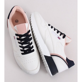 Weiße Damen Sportschuhe BK938 WHITE / NAVY marineblau 1