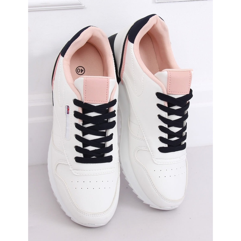 Weiße Damen Sportschuhe BK938 WHITE / NAVY navy blau 2