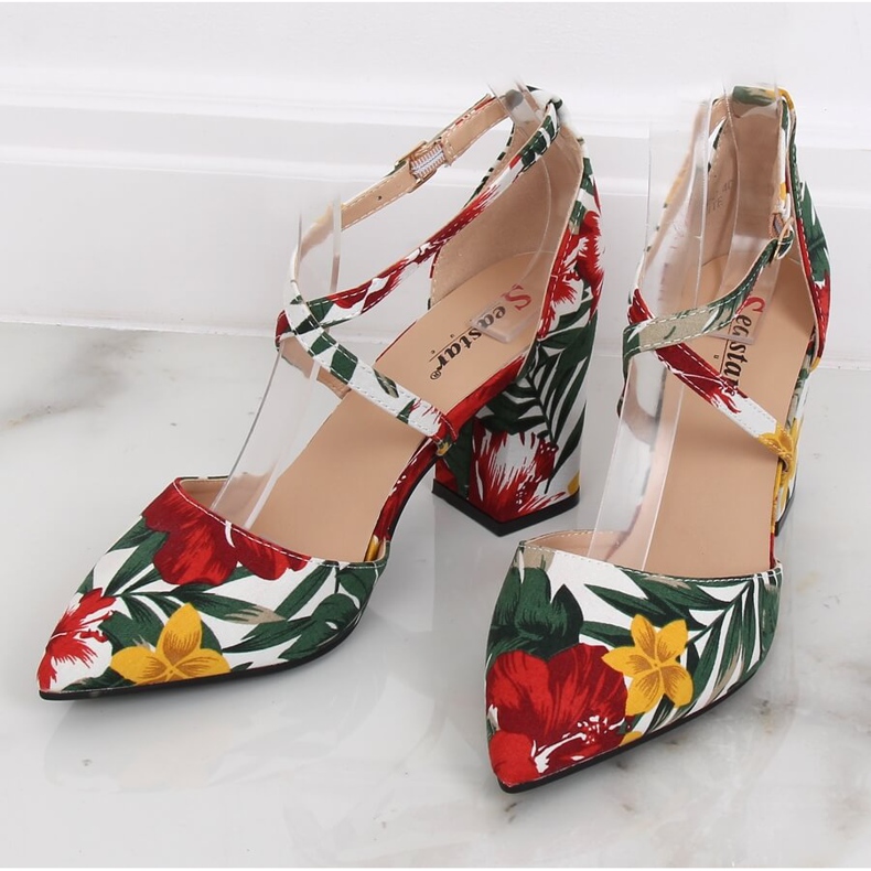 Blumige Pumps NC950 Weiß mehrfarbig 1