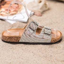 Bona Stilvolle Hausschuhe mit Schnalle golden 2