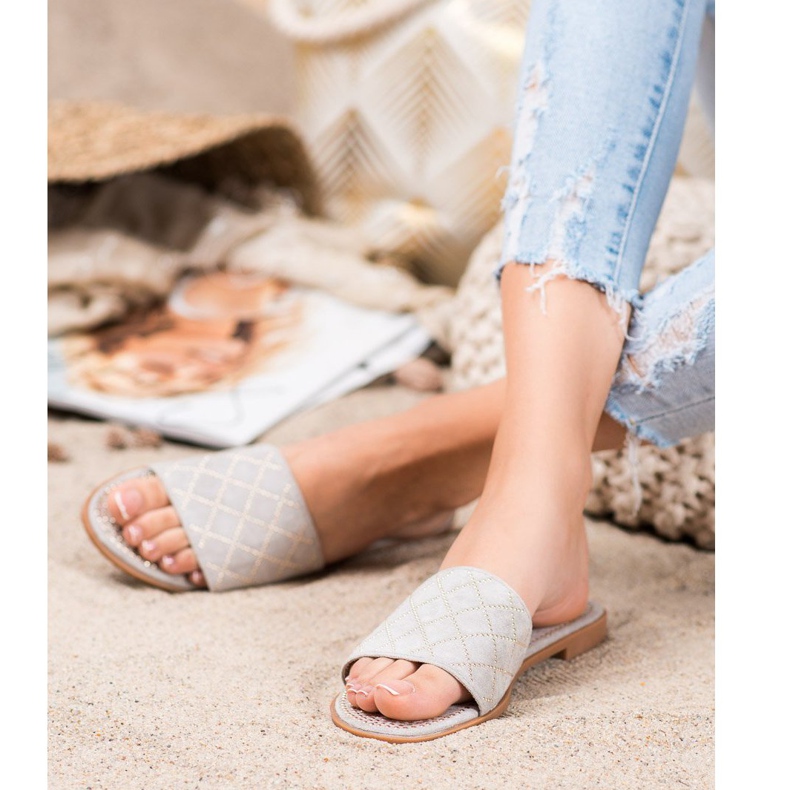 SHELOVET Elegante Hausschuhe aus Wildleder grau 1