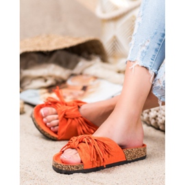 Bestelle Wildlederhausschuhe mit Fransen orange 1