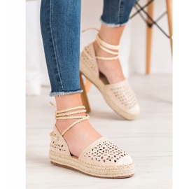 Bella Star Gebundene Espadrilles auf der Plattform beige 2