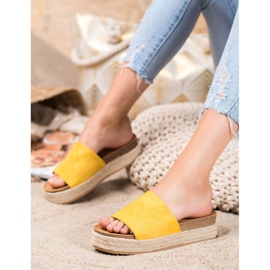 Renda Wildlederhausschuhe auf der Plattform gelb 2