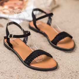 Laura Mode Lässige schwarze Sandalen 2