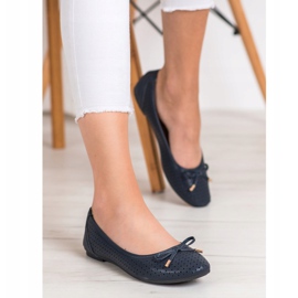 SHELOVET Durchbrochene Ballerina mit Öko-Leder marineblau 1