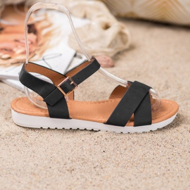 SHELOVET Bequeme Textilsandalen schwarz 2