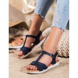 SHELOVET Marineblaue Textilsandalen 1