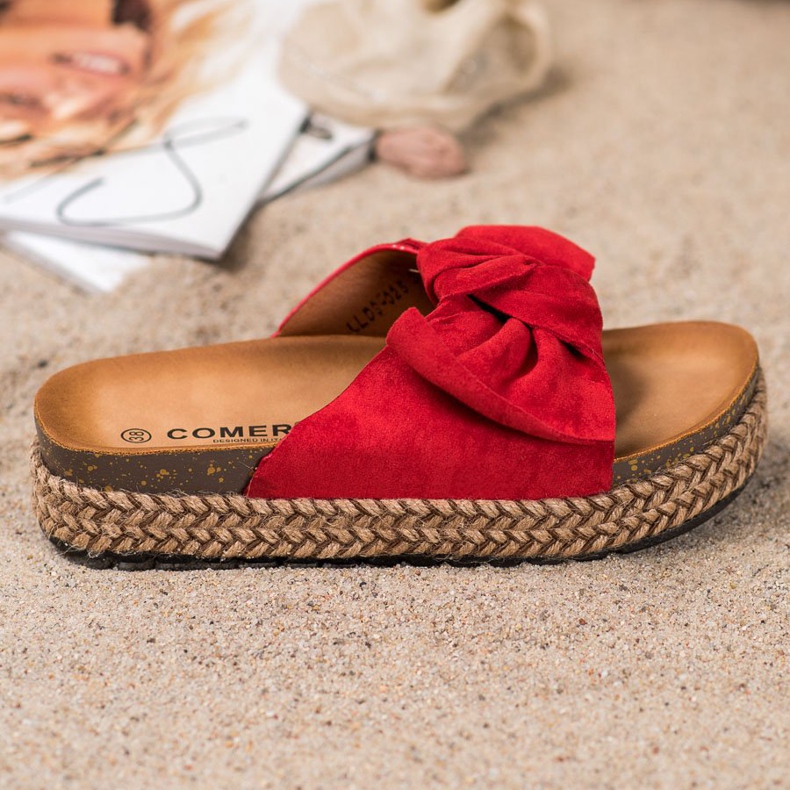 Comer Hausschuhe auf einer hohen Plattform rot 2