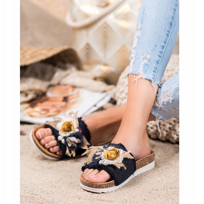 SHELOVET Modische Hausschuhe schwarz mehrfarbig 1