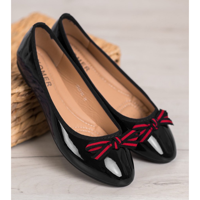 SHELOVET Ballerina mit Schleife schwarz rot 2