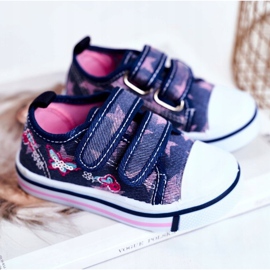 Le Scarpe Kinder Sneakers Marineblau Junalo Klettverschluss navy blau rosa 1