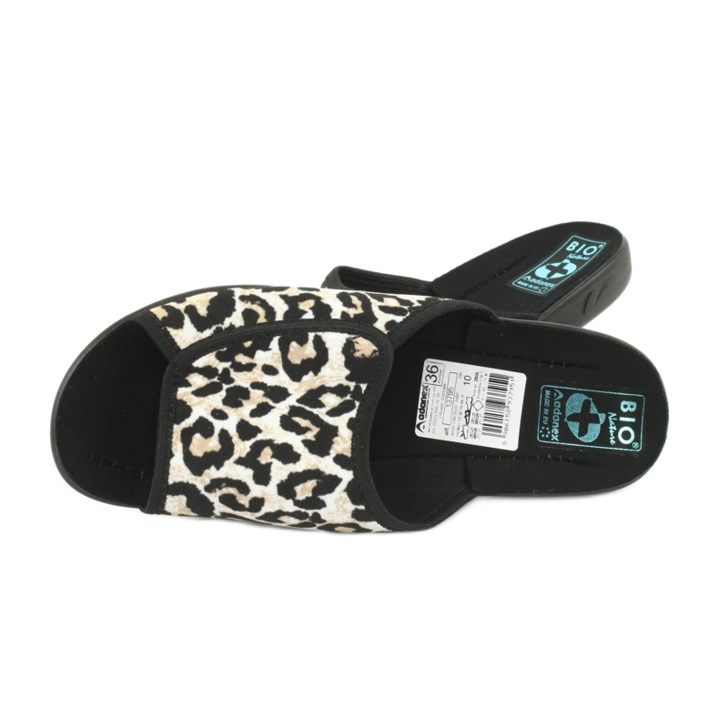Adanex 13795 Panther Damenhausschuhe beige schwarz 4