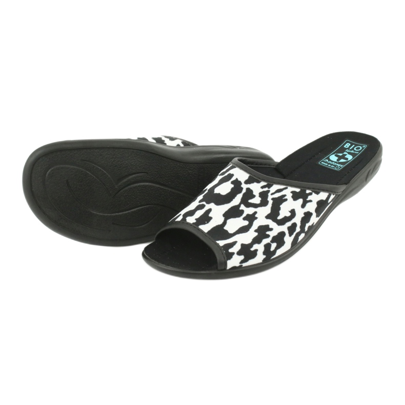 Adanex 24957 Leoparden Damen Hausschuhe weiß schwarz 3