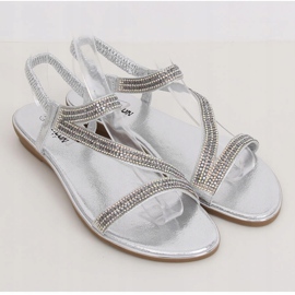 KM-33 Silver asymmetrische silberne Sandalen grau 1