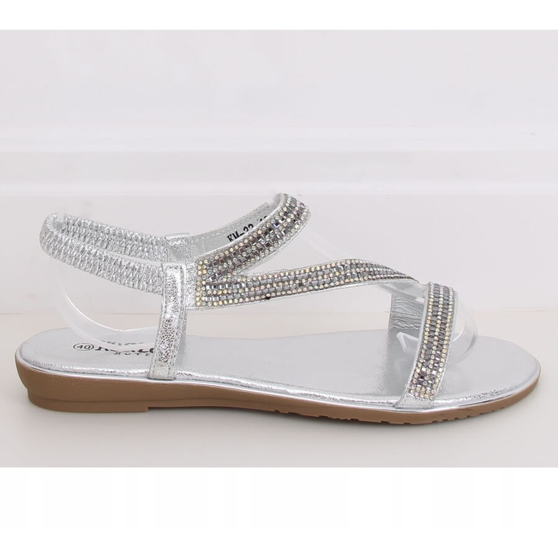 KM-33 Silver asymmetrische silberne Sandalen grau 2