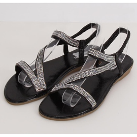 KM-33 Schwarze asymmetrische schwarze Sandalen 1