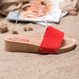 Bona Stilvolle Hausschuhe auf der Plattform rot 2